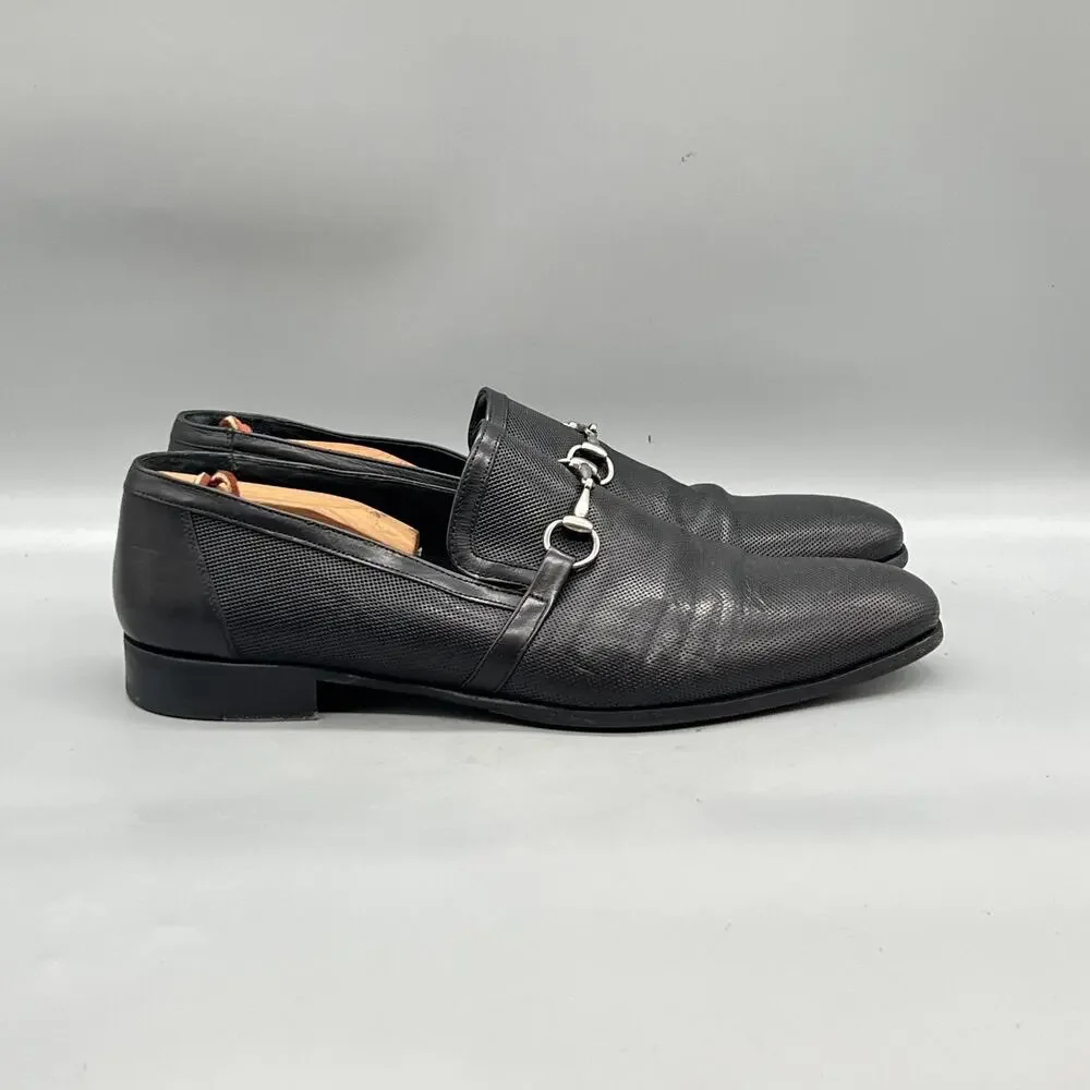 Mezlan Shoes Mens 11.5 Black Leather Horsebit Loafers Slip On Dress Pointed Toe